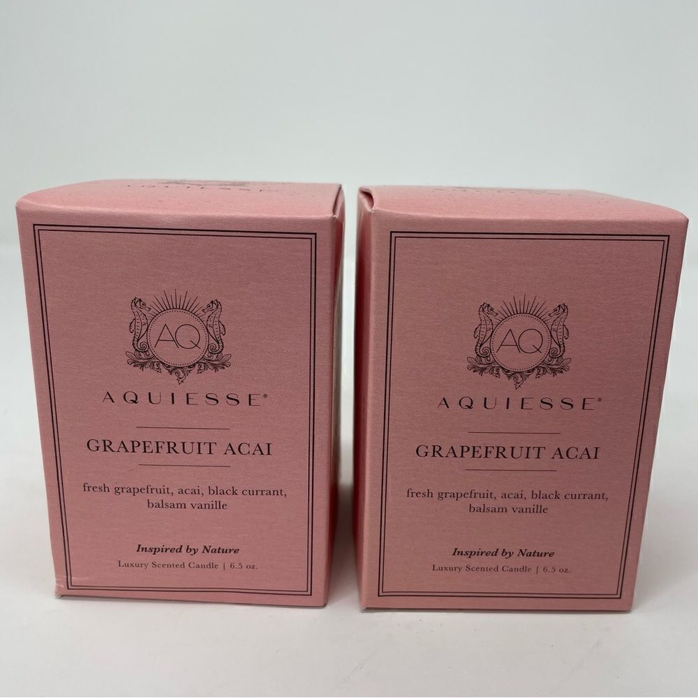 AQUIESSE Grapefruit Açaí 6.5oz Candle NEW Lot of 2